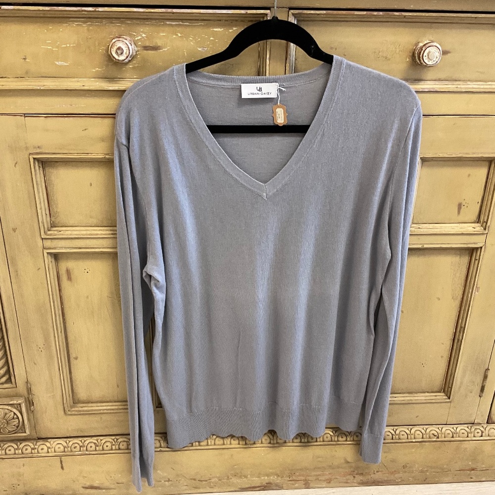 V-Neck Fine Knit Lightweight Sweater